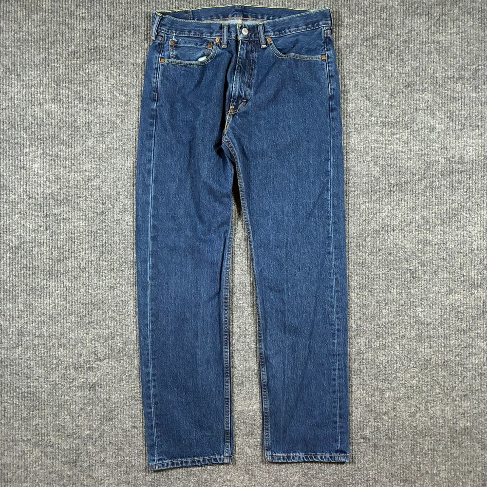 Levis 505 Mens Straight Leg Jeans Size 34x34 Blue Denim 100% Cotton Mid Rise